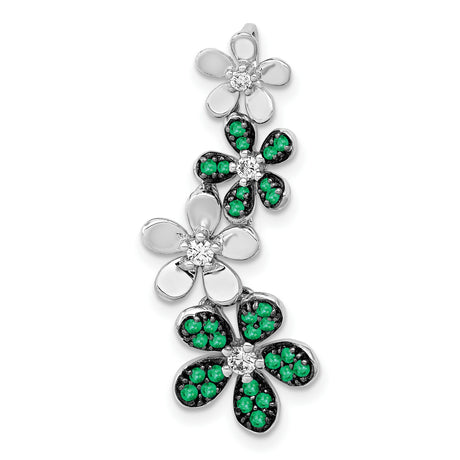 14k White Gold Floral Pendant with Diamond, Daisy Flower Charm Design