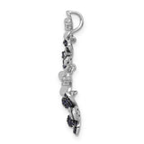 14k White Gold Floral Pendant with Diamond Center and Sapphire Accents