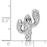 0.10 Ct Diamond Saguaro Cactus Charm Pendant in Real 14k White Gold