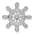 1/4ct Diamond Ship Wheel Charm Pendant in Real 14k White Gold