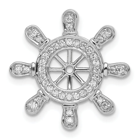 1/4ct Diamond Ship Wheel Charm Pendant in Real 14k White Gold