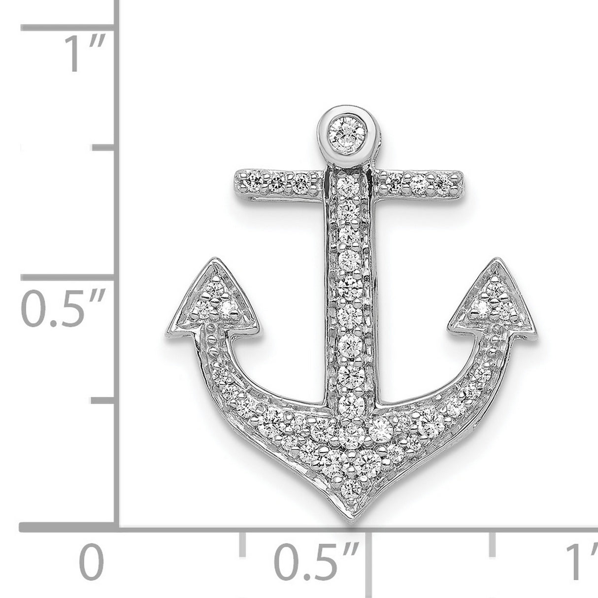 1/4ct Diamond Anchor Chain Slide Charm Pendant in Real 14k White Gold