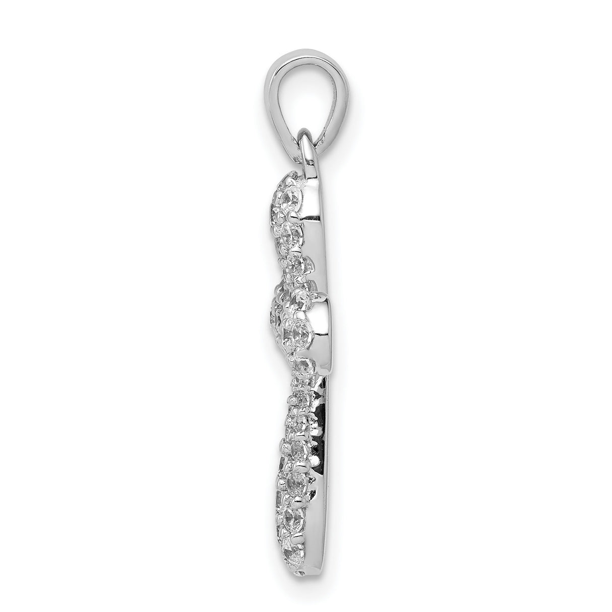 14k White Gold Diamond Cross Pendant, Modern Polished Religious Jewelry for Men and Women