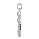14k White Gold Diamond Cross Pendant, Modern Polished Religious Jewelry for Men and Women