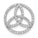 14k White Gold Celtic Trinity Pendant with Diamond Accent, Circle Knot Symbol
