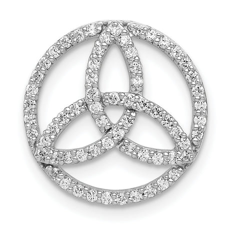 14k White Gold Celtic Trinity Pendant with Diamond Accent, Circle Knot Symbol