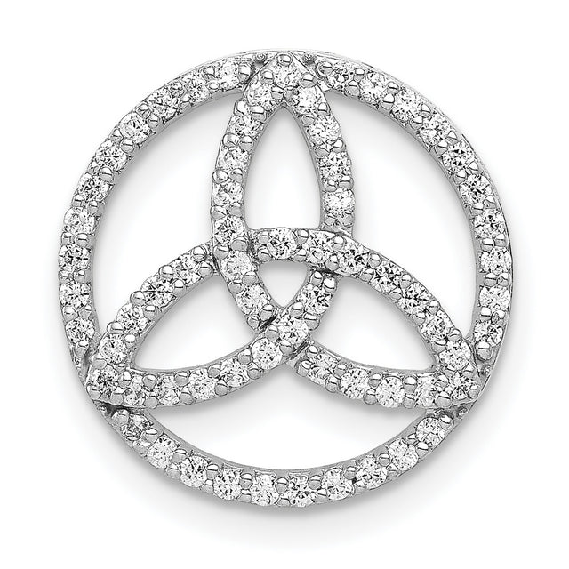 14k White Gold Celtic Trinity Pendant with Diamond Accent, Circle Knot Symbol