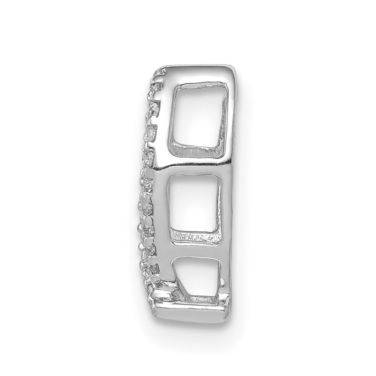 0.08 Ct Diamond Ichthus Fish Chain Slide Charm Pendant in Real 14k White Gold