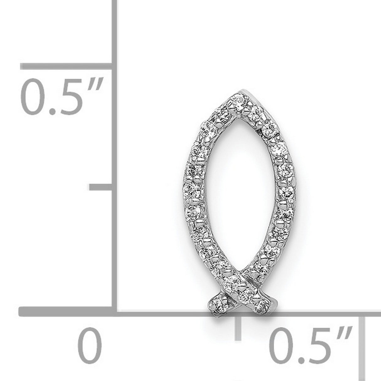 0.08 Ct Diamond Ichthus Fish Chain Slide Charm Pendant in Real 14k White Gold