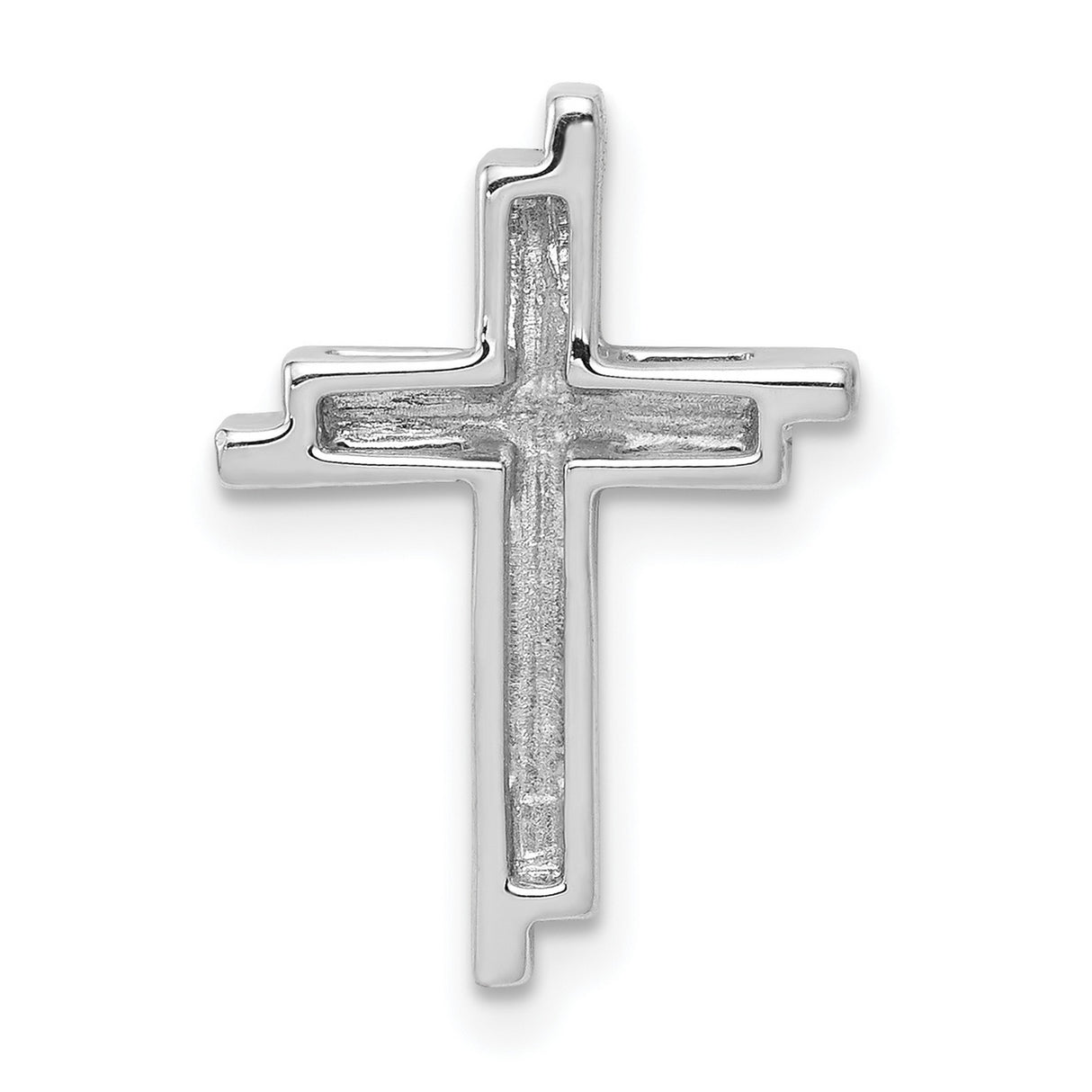 1/10ct Diamond Double Cross Chain Slide Charm Pendant in Real 14k White Gold