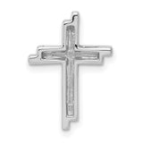 1/10ct Diamond Double Cross Chain Slide Charm Pendant in Real 14k White Gold