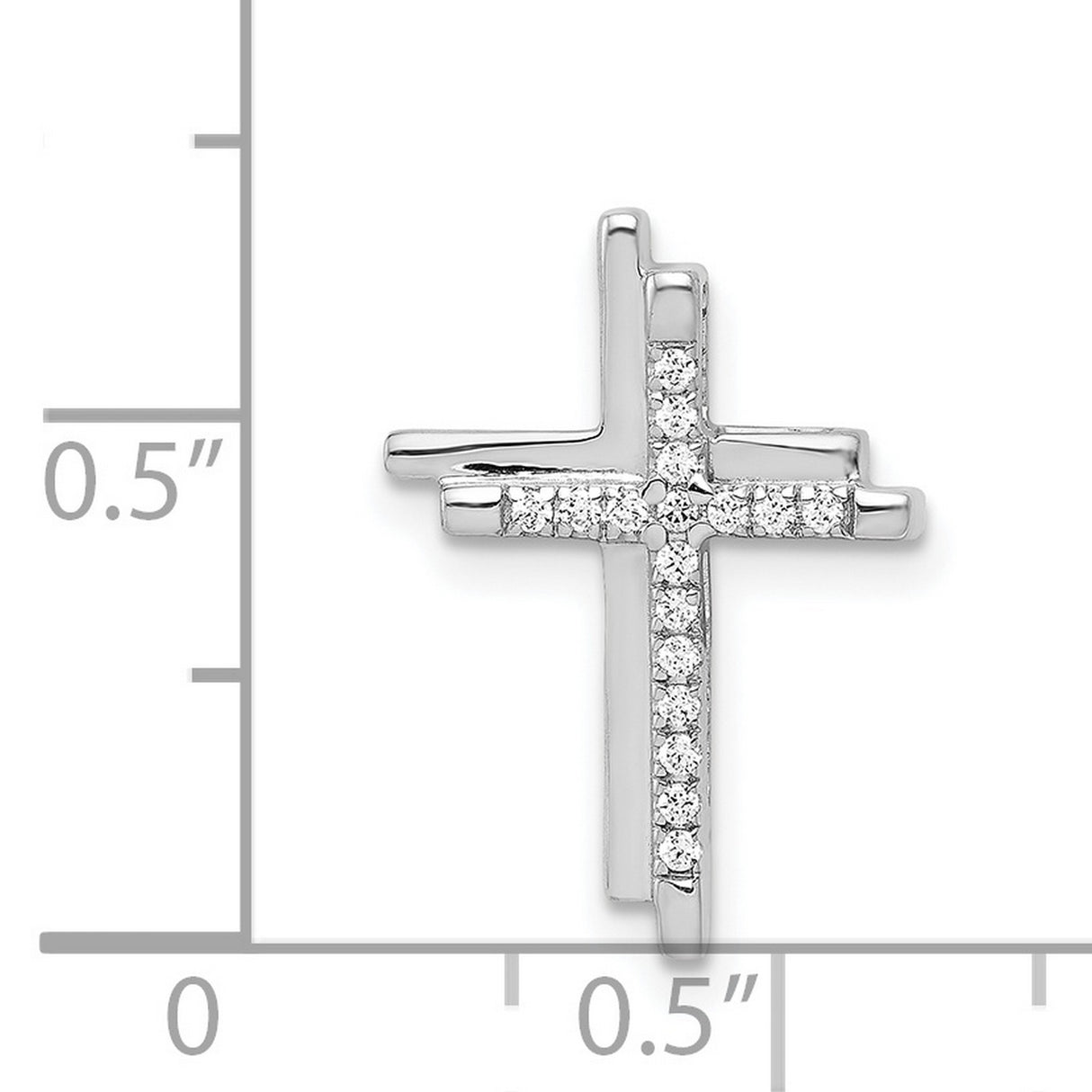 1/10ct Diamond Double Cross Chain Slide Charm Pendant in Real 14k White Gold