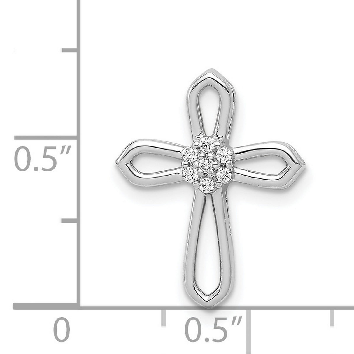 1/20ct Diamond Cross Charm Pendant in Real 14k White Gold