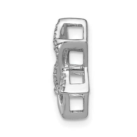 14k White Gold Star of David Pendant with Interlocking Triangles and Diamond Accents