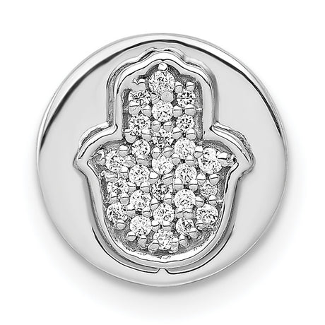 1/10ct Diamond Hamsa Chain Slide Charm Pendant in Real 14k White Gold