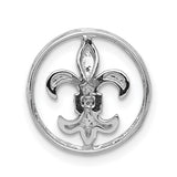 .01ct Diamond Fleur De Lis Chain Slide Charm Pendant in Real 14k White Gold