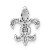 .02ct Diamond Fleur de Lis Chain Slide Charm Pendant in Real 14k White Gold