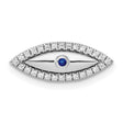 14k White Gold Evil Eye Pendant with Sapphire and Diamond, Marquise Spiritual Charm for Women
