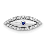 14k White Gold Evil Eye Pendant with Sapphire and Diamond, Marquise Spiritual Charm for Women