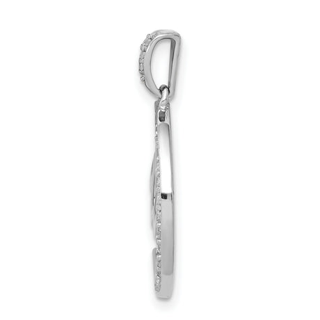 14k White Gold Islamic Crescent Pendant with Diamond Accents and Arabic Allah Calligraphy