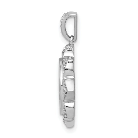 14k White Gold Buddha Pendant with Diamond Accents, Lotus Flower and Meditating Silhouette