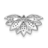 1/5ct Diamond Lotus Flower Chain Slide Charm Pendant in Real 14k White Gold