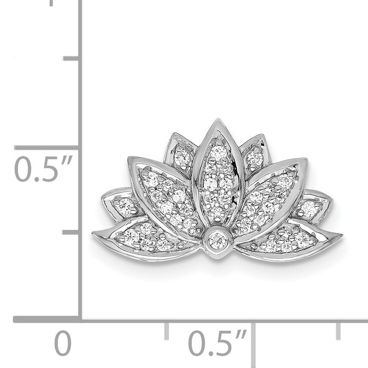 1/5ct Diamond Lotus Flower Chain Slide Charm Pendant in Real 14k White Gold