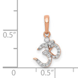 Diamond Om Charm Pendant in Real 14k Rose Gold