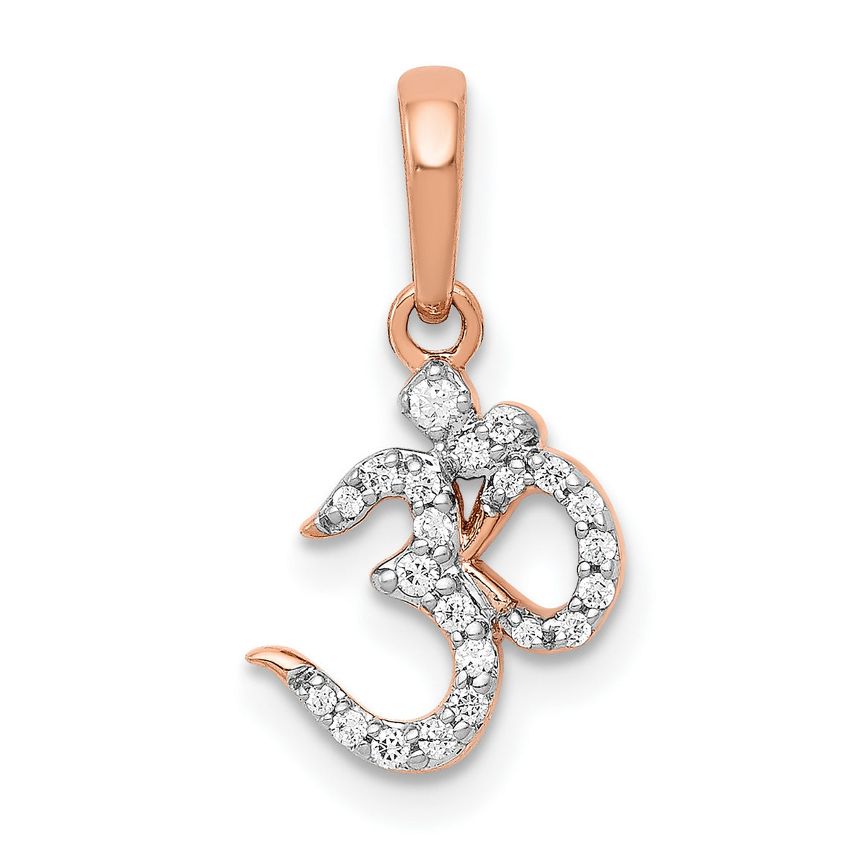 Diamond Om Charm Pendant in Real 14k Rose Gold