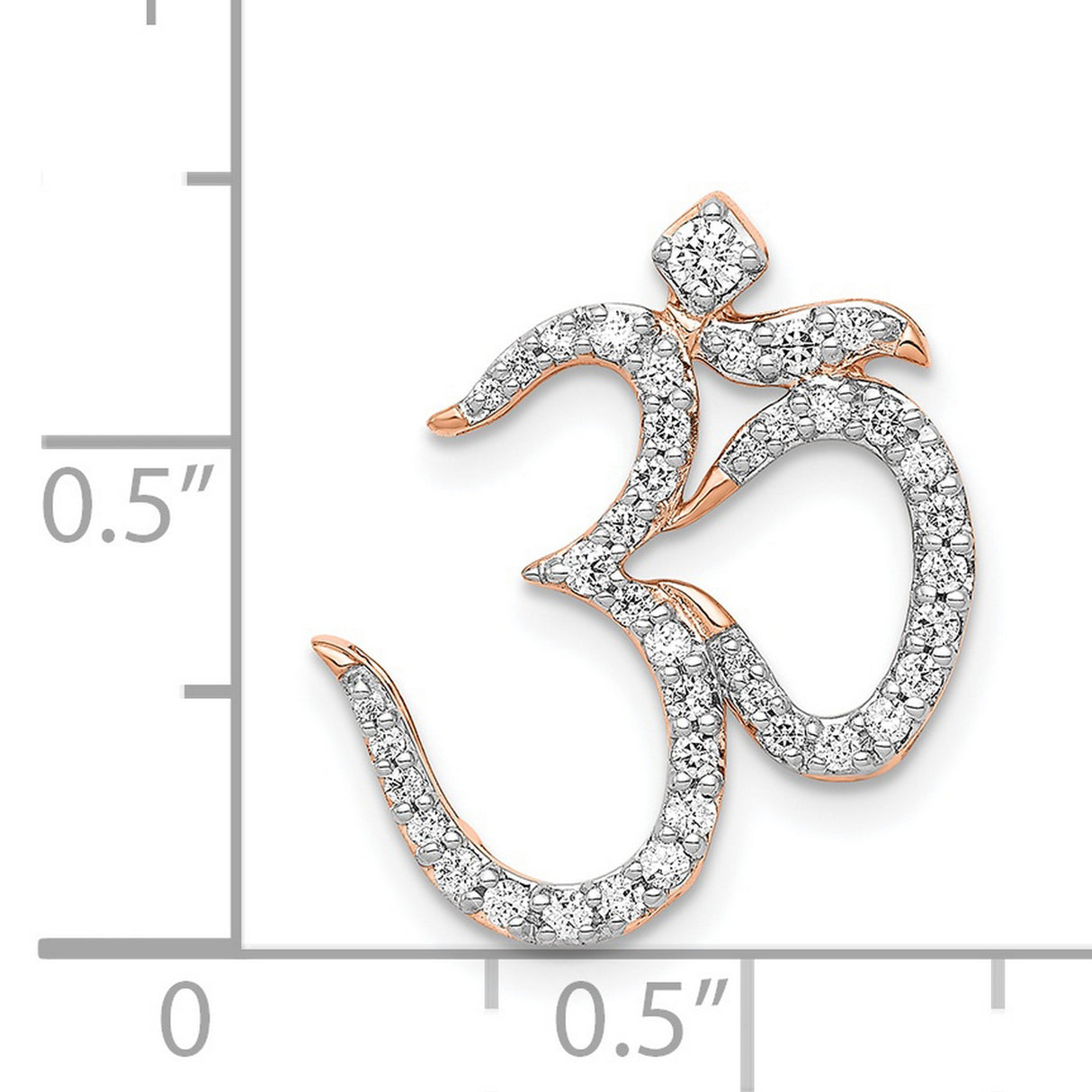 1/3ct Diamond Om Chain Slide Charm Pendant in Real 14k Rose Gold