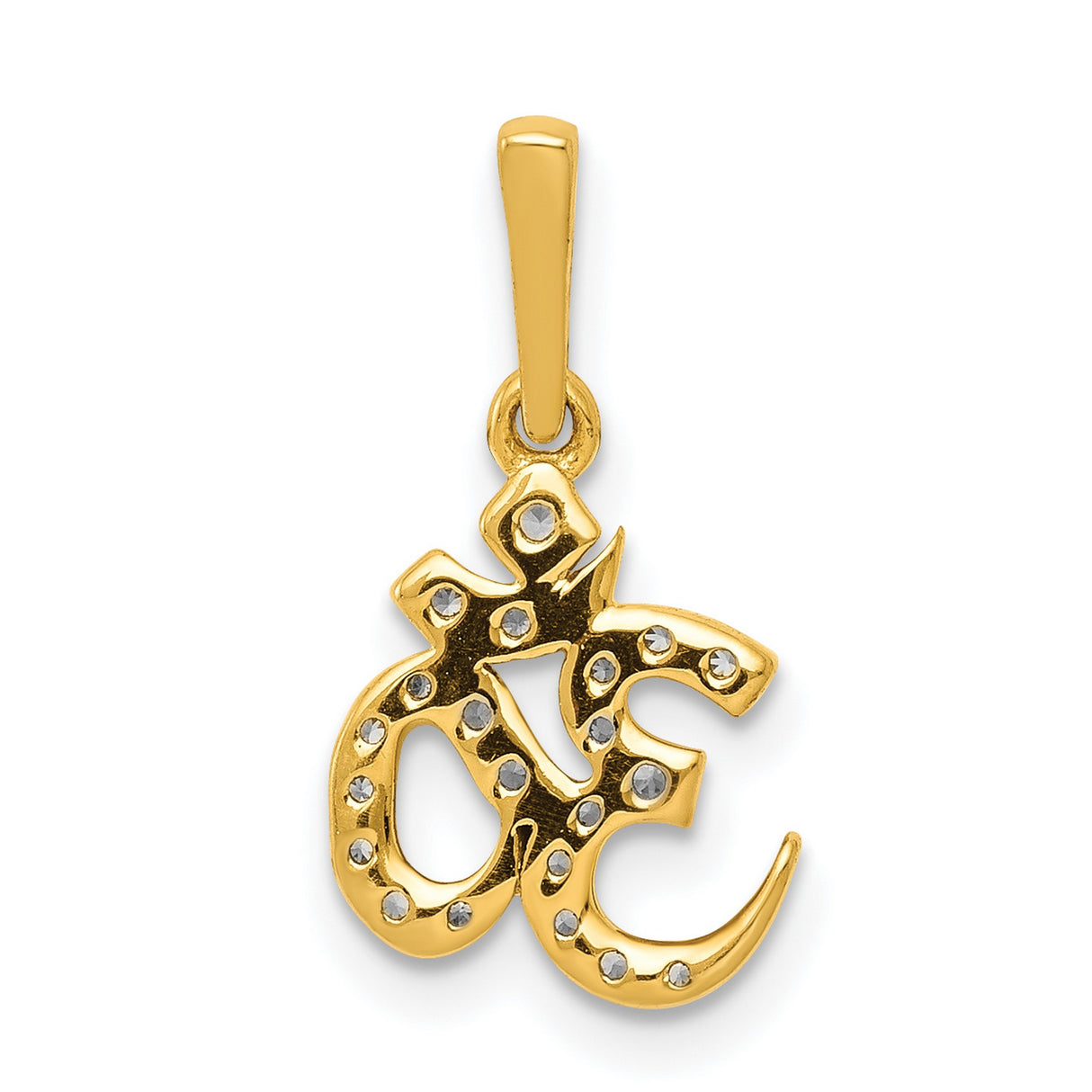 1/6ct Diamond Om Charm Pendant in Real 14k Yellow Gold