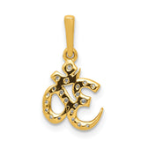 1/6ct Diamond Om Charm Pendant in Real 14k Yellow Gold