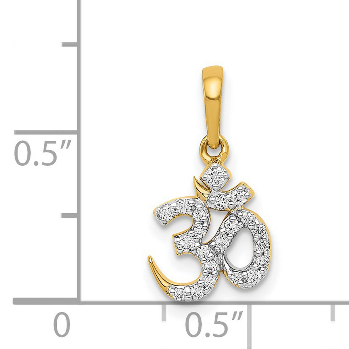 1/6ct Diamond Om Charm Pendant in Real 14k Yellow Gold