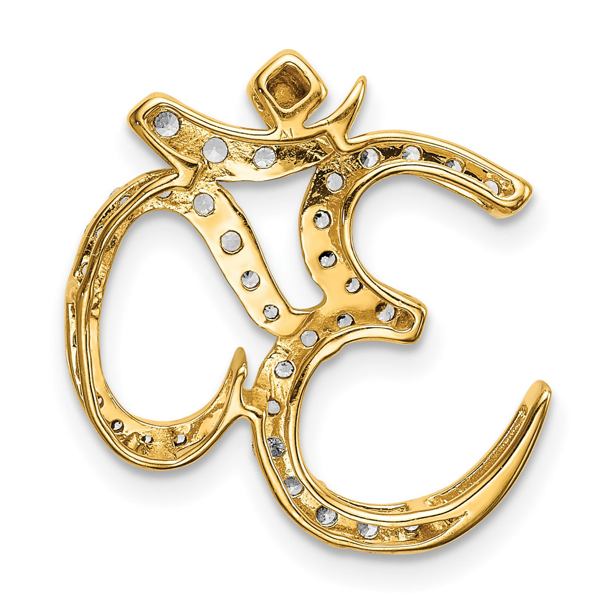 14k Yellow Gold Om Pendant with Diamond Accents, Yoga Meditation Charm for Women or Unisex Wear