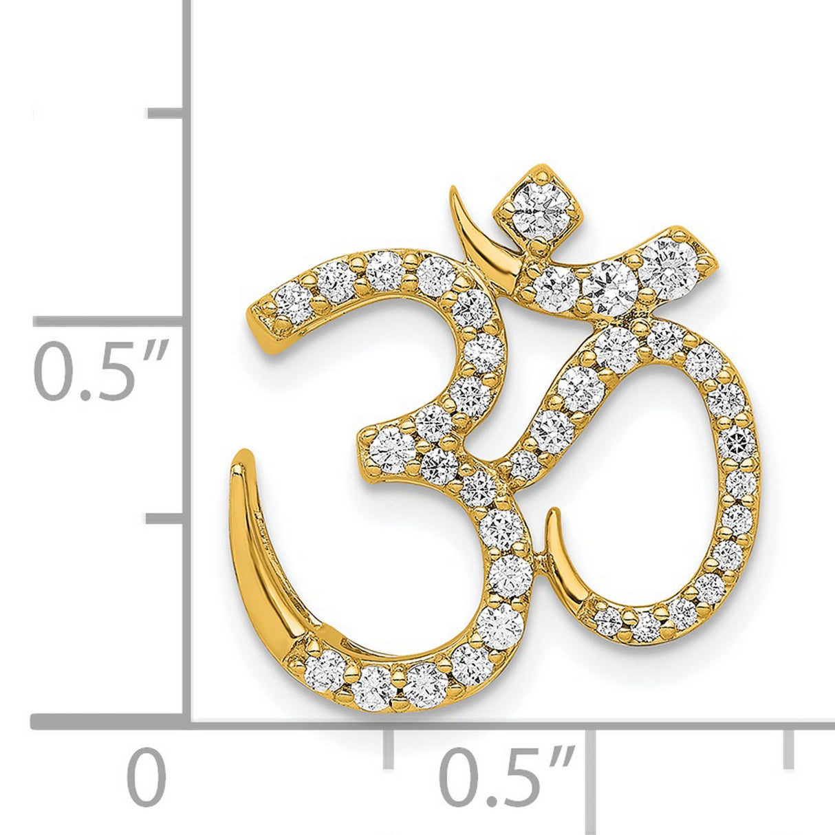 14k Yellow Gold Om Pendant with Diamond Accents, Yoga Meditation Charm for Women or Unisex Wear