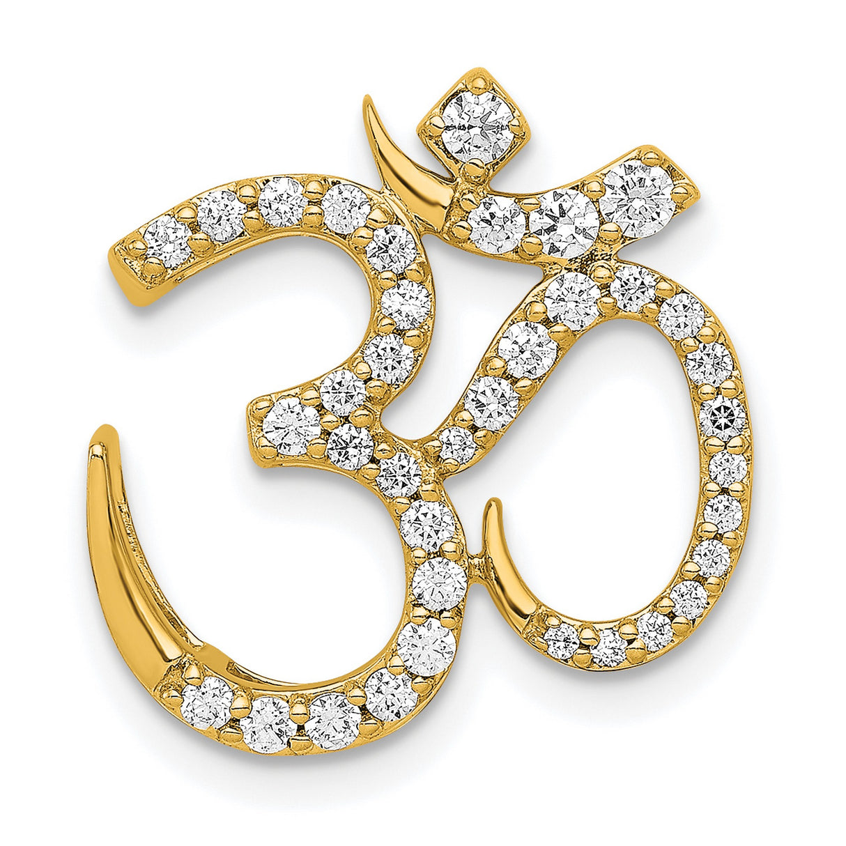 14k Yellow Gold Om Pendant with Diamond Accents, Yoga Meditation Charm for Women or Unisex Wear