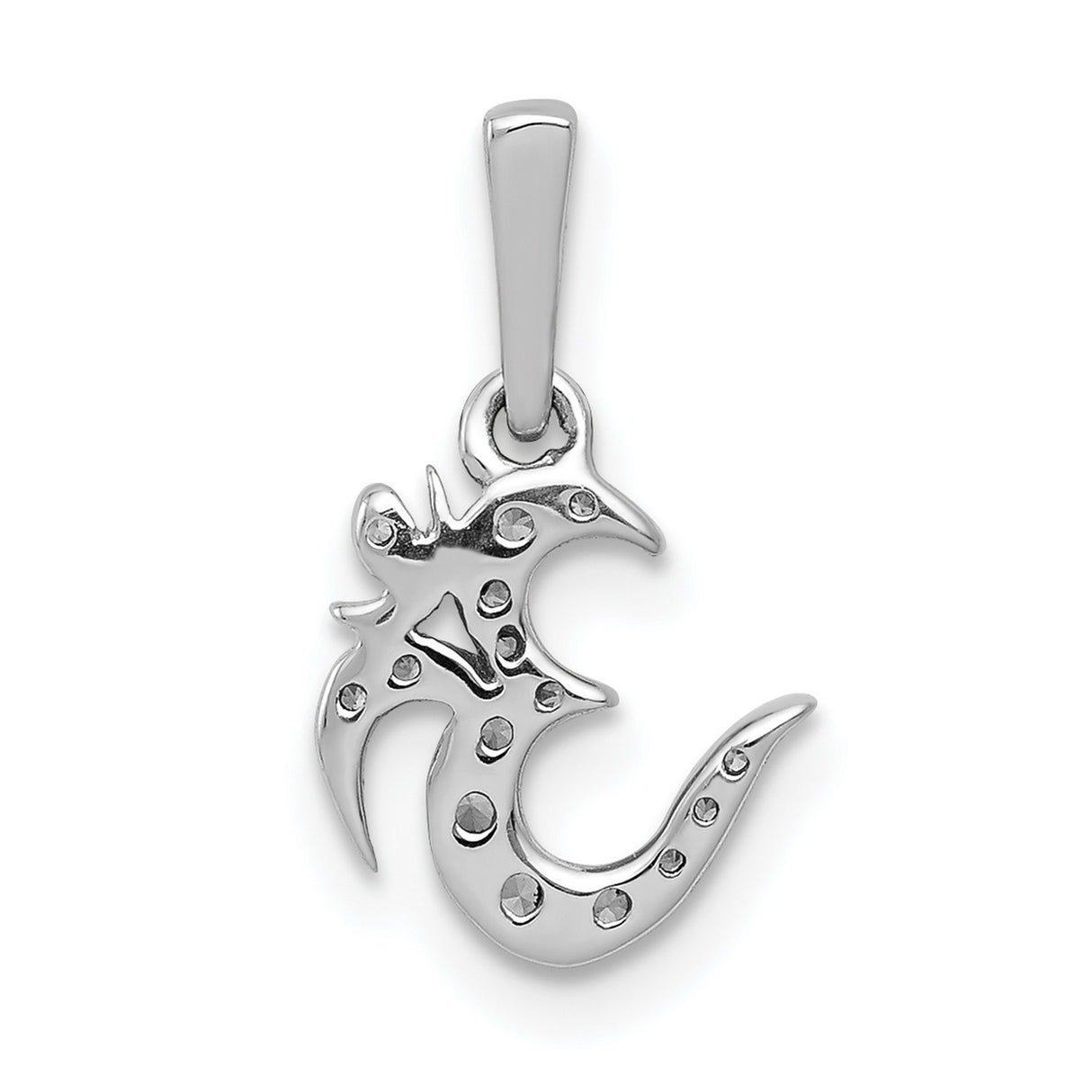 1/10ct Diamond Om Symbol Charm Pendant in Real 14k White Gold