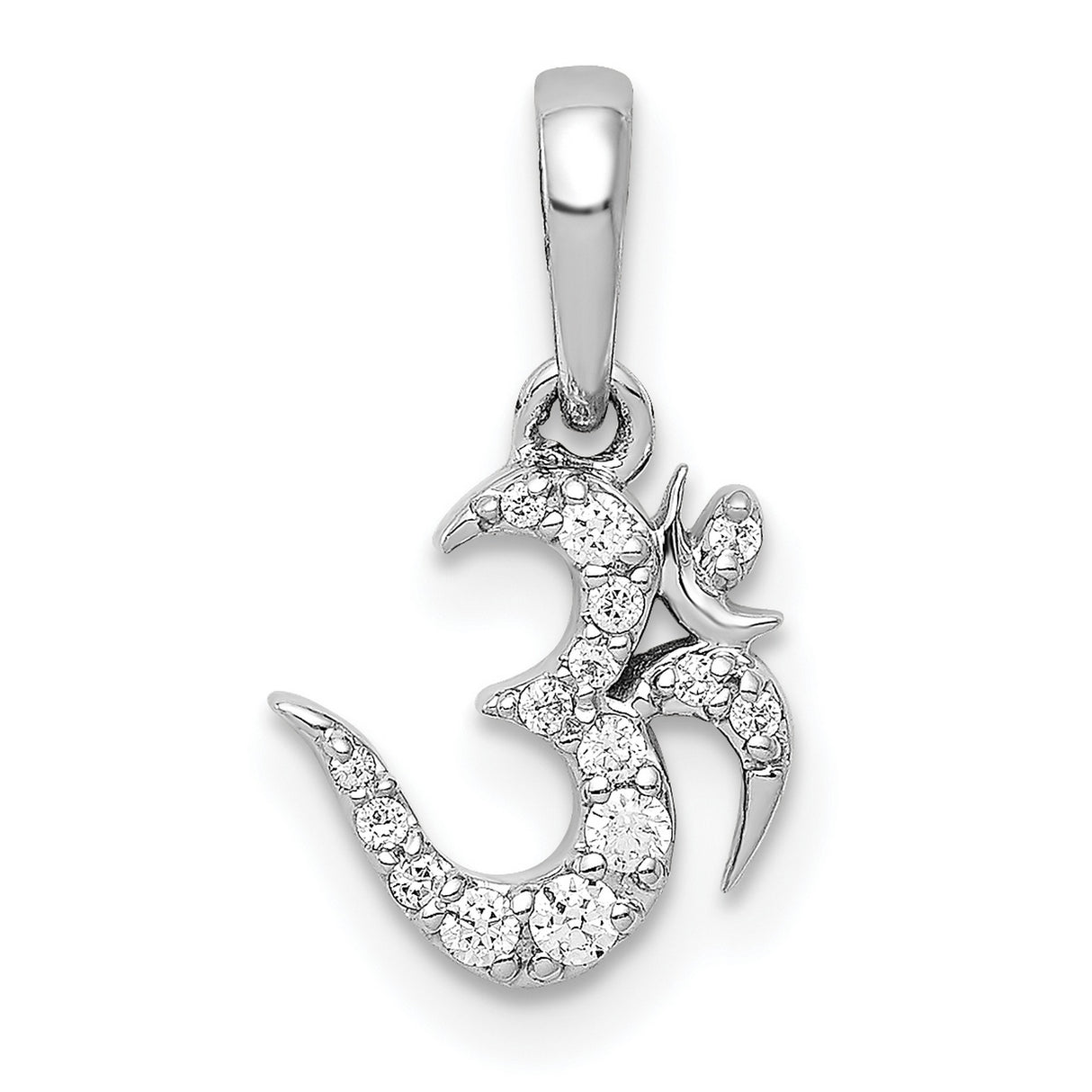 1/10ct Diamond Om Symbol Charm Pendant in Real 14k White Gold