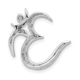 14k White Gold Om Pendant with Round Cut Diamonds, Spiritual Yoga and Meditation Jewelry