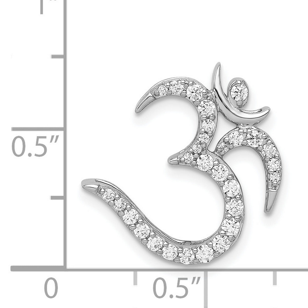 14k White Gold Om Pendant with Round Cut Diamonds, Spiritual Yoga and Meditation Jewelry