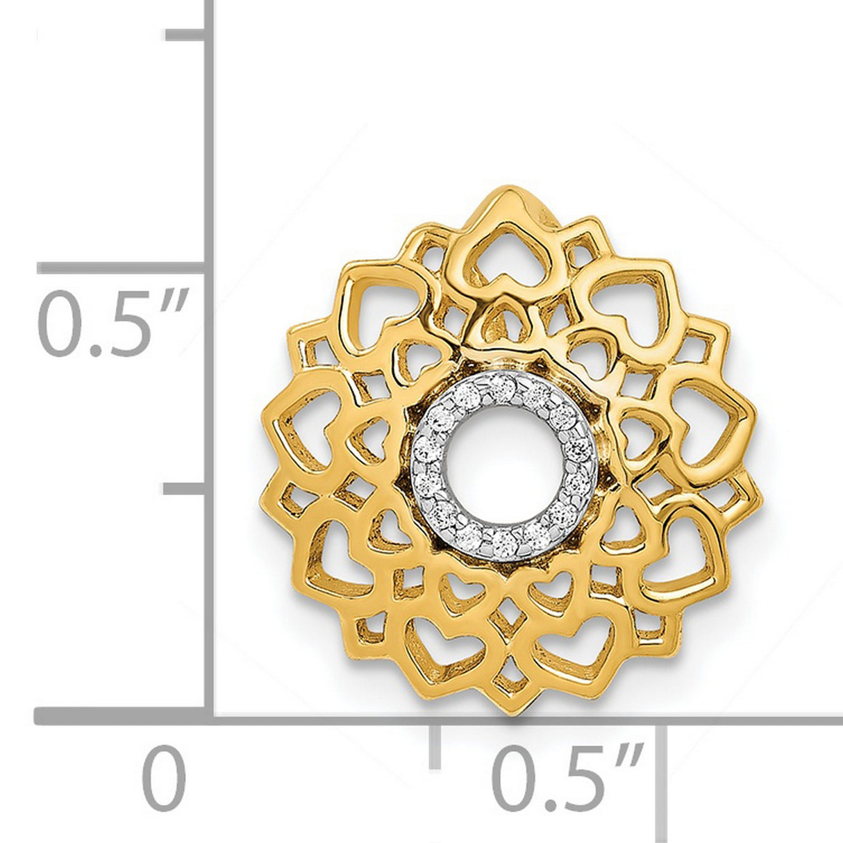 1/20ct Diamond Sahasrara/Crown Chakra Chain Slide Charm Pendant in Real 14k Yellow Gold