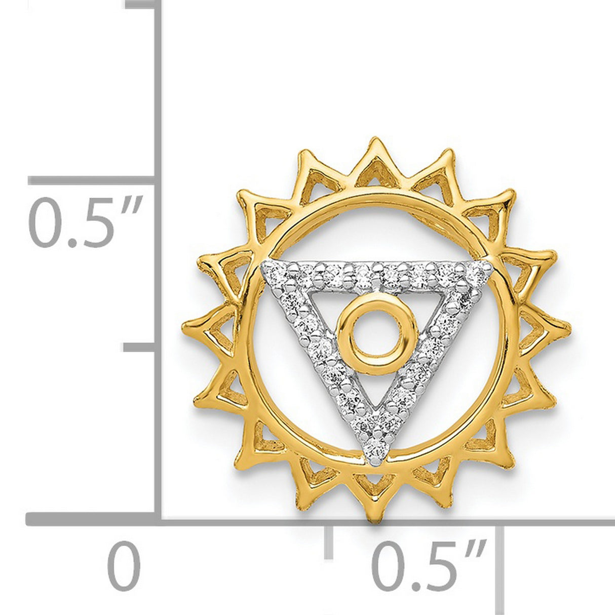 1/10ct Diamond Vishuddha/Throat Chakra Chain Slide Charm Pendant in Real 14k Yellow Gold