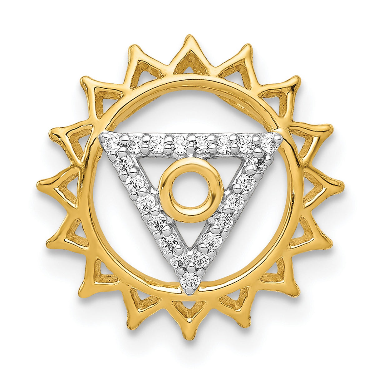 1/10ct Diamond Vishuddha/Throat Chakra Chain Slide Charm Pendant in Real 14k Yellow Gold