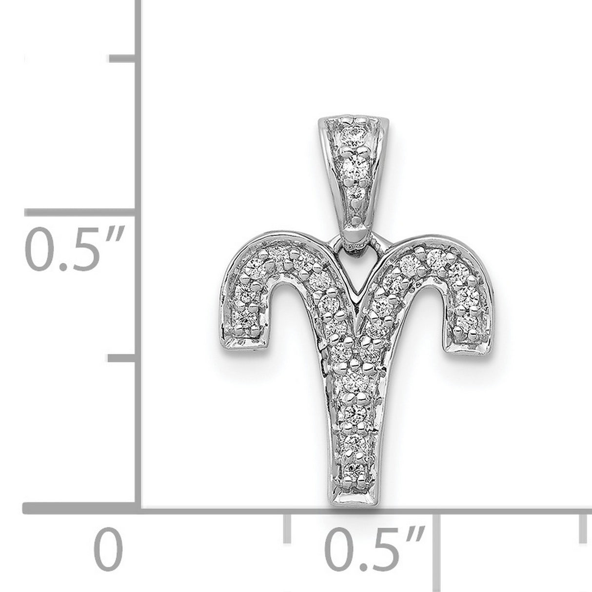 0.118 Ct Diamond Aries Latin Symbol Zodiac Charm Pendant in Real 14k White Gold