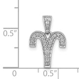 0.118 Ct Diamond Aries Latin Symbol Zodiac Charm Pendant in Real 14k White Gold