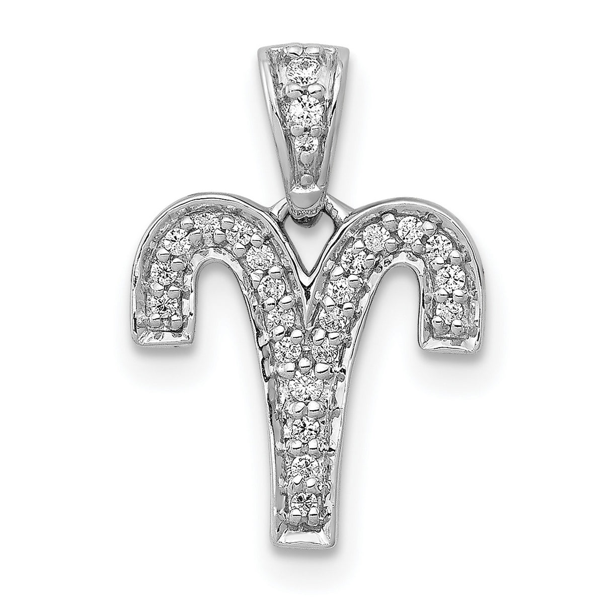 0.118 Ct Diamond Aries Latin Symbol Zodiac Charm Pendant in Real 14k White Gold