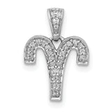 0.118 Ct Diamond Aries Latin Symbol Zodiac Charm Pendant in Real 14k White Gold