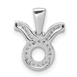 0.118 Ct Diamond Taurus Latin Symbol Zodiac Charm Pendant in Real 14k White Gold