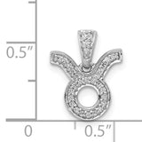 0.118 Ct Diamond Taurus Latin Symbol Zodiac Charm Pendant in Real 14k White Gold