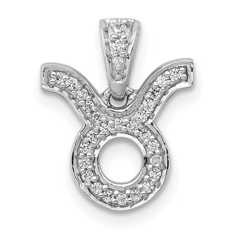 0.118 Ct Diamond Taurus Latin Symbol Zodiac Charm Pendant in Real 14k White Gold